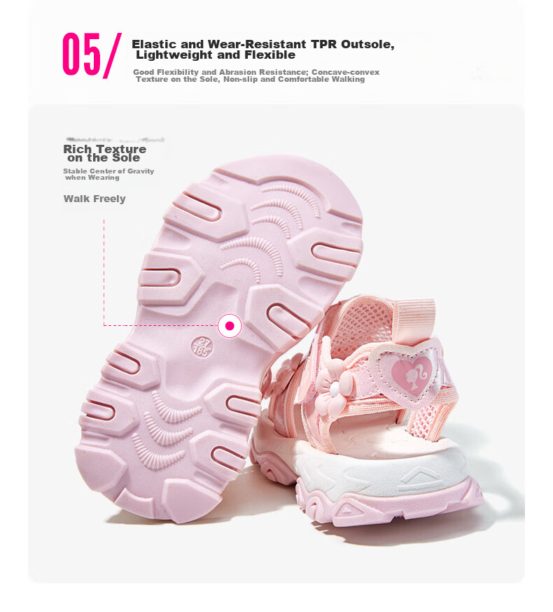 Barbie Children's Sandals, Summer Kids' Sandals with Small Floral Decoration, Closed-Toe Beach Sandals for Girls, DA5920, Light Purple, Size 28 9