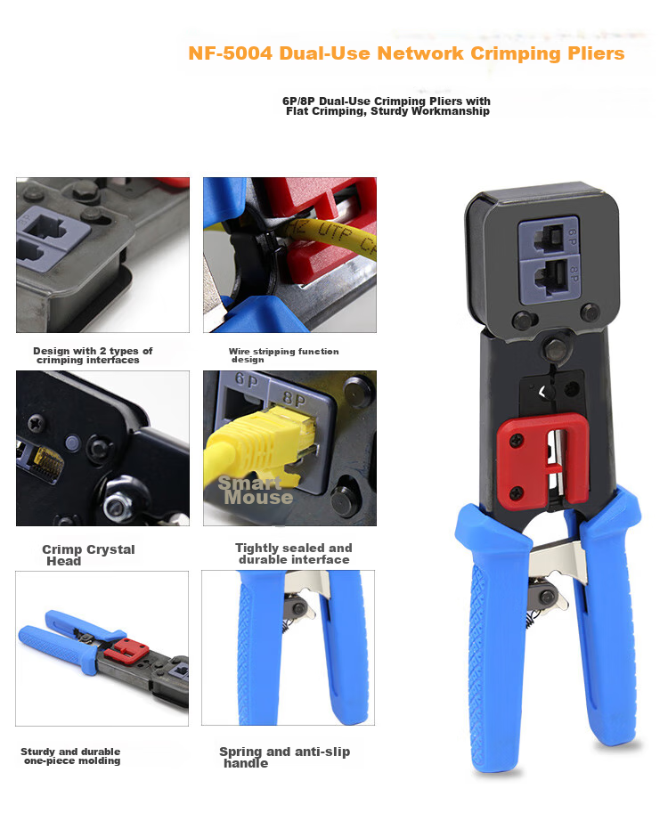 Jingmingshu NF-1206 Network Tool Kit, Network Cable Crimper, Cable Tester, Wire Stripper, RJ45 Connectors, Network Tools, Network Tool Set 11