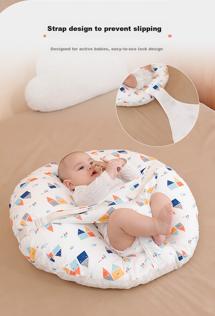 Xiqinbao Baby Anti-Reflux Inclined Pillow, Comforting Pillow, Newborn Nursing Pillow, 0-1 Year Old, Removable Inner Liner (Happy Home) 12