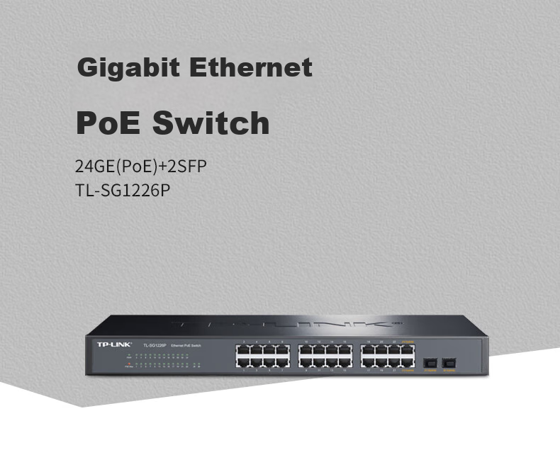 TP-LINK 24-Port Full Gigabit + 2 Gigabit SFP PoE Switch, Enterprise-Grade Splitter, TL-SG1226P 1