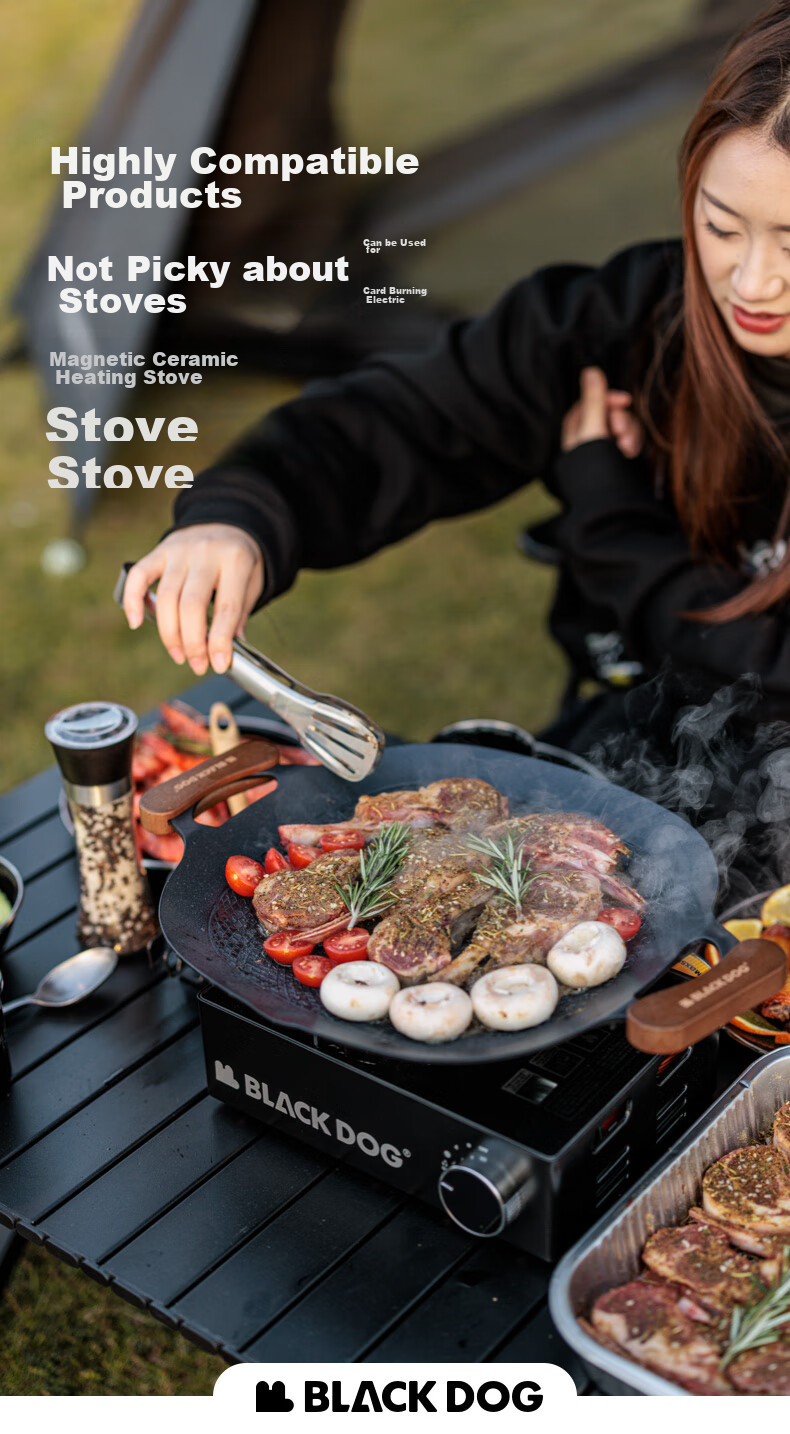 Black Dog Griddle Pan for Home Use, Outdoor Camping, Induction Cooker, Korean-Style Non-Stick Frying And Baking Pan, Night Black 4