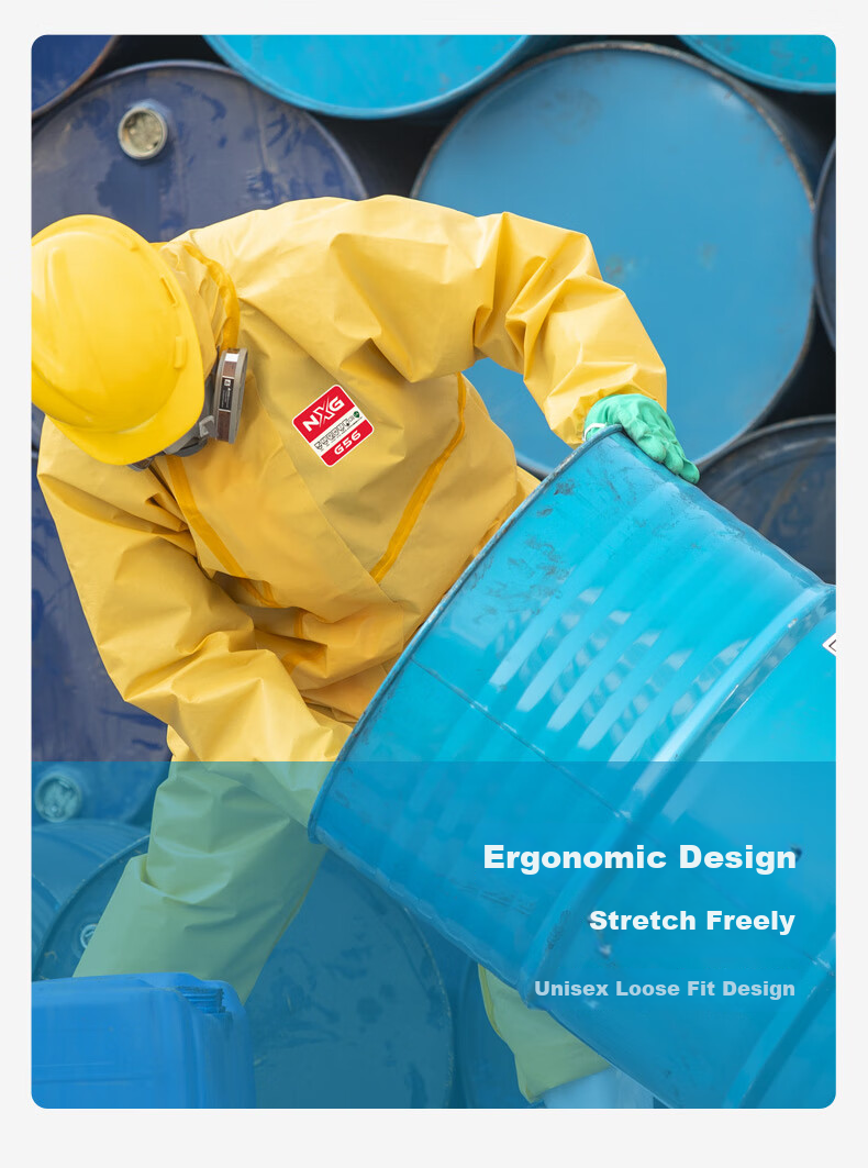 NXG Liquid Resistant Chemical Protective Suit, Laboratory Acid And Alkali Resistant Clothing, Chemical Spray Paint Pesticide Protection Suit, Size G56-L 7