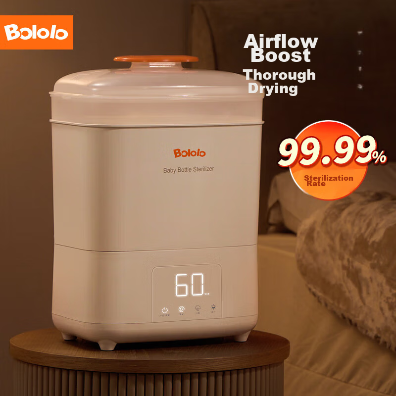 Стерилизатор для детских бутылочек Bololo BL-1010s с функцией сушки, многофункциональный, ЖК-дисплей, 72 часа хранения, сенсорное управление, подходит для бутылочек с широким горлышком