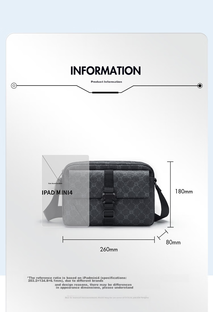 GOLF Shoulder Bag for Men, Casual Crossbody Bag, IPad And Phone Pouch, Durable Printed Business Commuter Small Square Bag 10