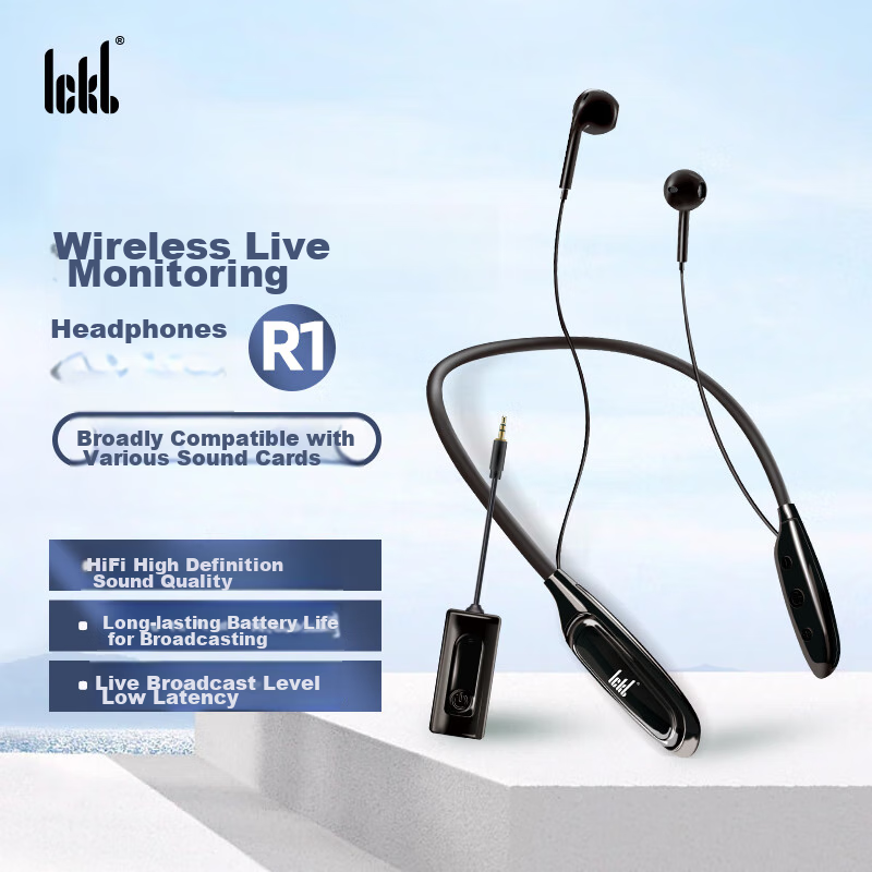 Ickb R1 Wireless Monitoring Headset, One-To Bluetooth Stereo Live Streaming, Internet Celebrity Host Singing PK, Livestreaming Neckband Monitoring Headphones, Performance Outdoor Gaming Neckband Style
