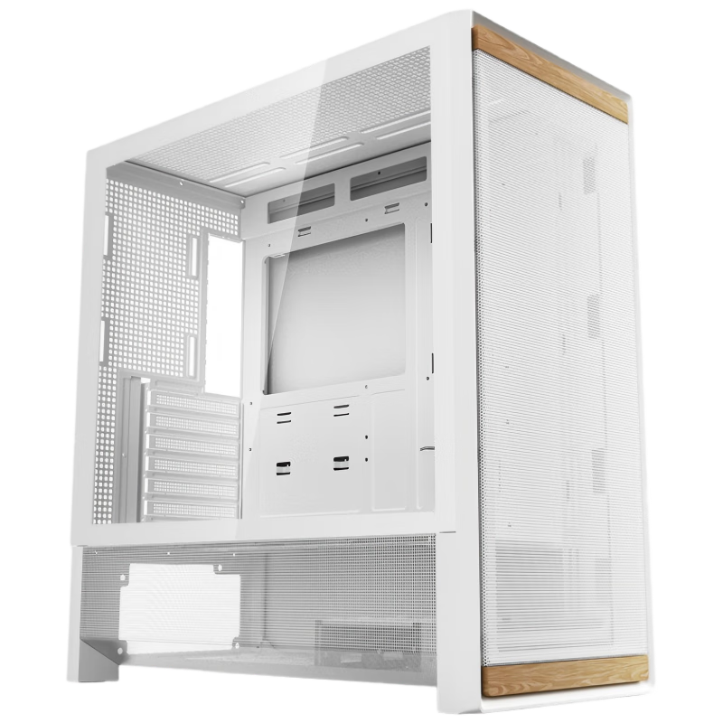 Aigo Yufeng F100 White Desktop Computer Case ATX Motherboard Wooden Airflow Cooling Case Supports Top 360 Water Cooling