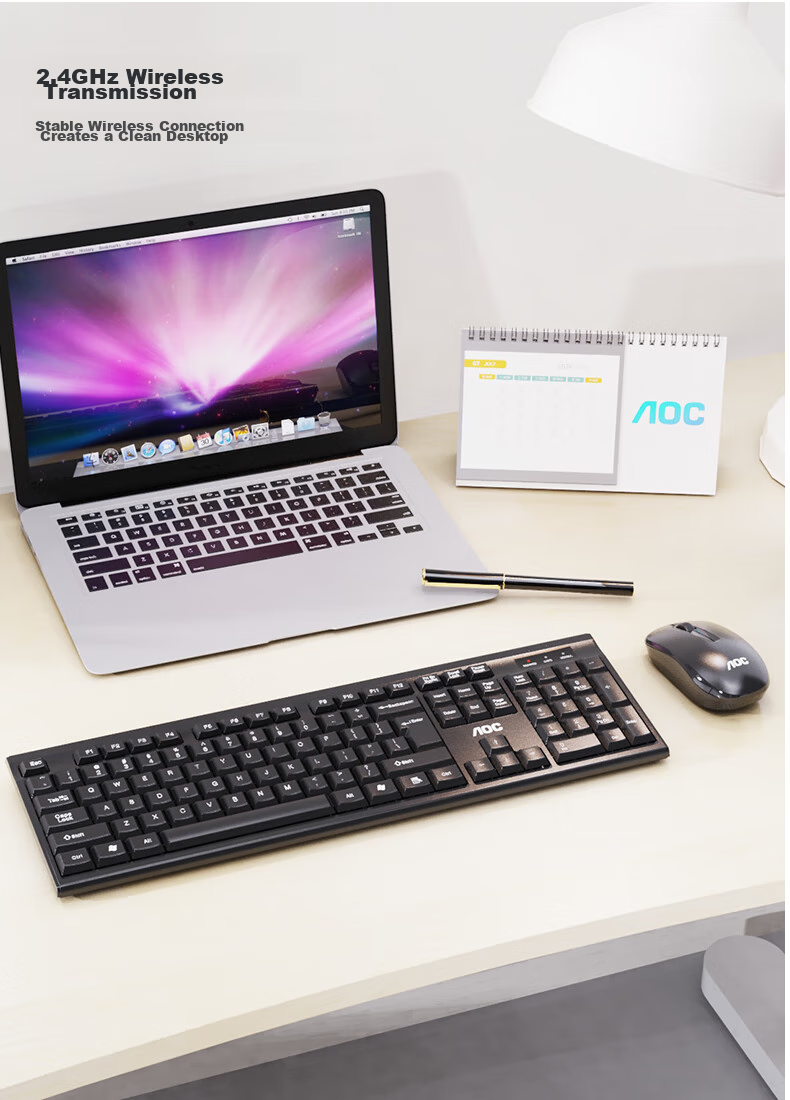 AOC KM402 Wireless Keyboard And Mouse Combo Set, Splash-Resistant Design, Business Office Home Keyboard, Compatible with Laptops And Desktop Computers, White 4