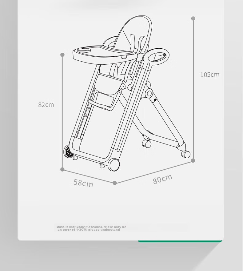 YEEHOO Children's Dining Chair, Multifunctional Foldable Portable Baby High Chair, Mobile Eating Chair for Infants 23