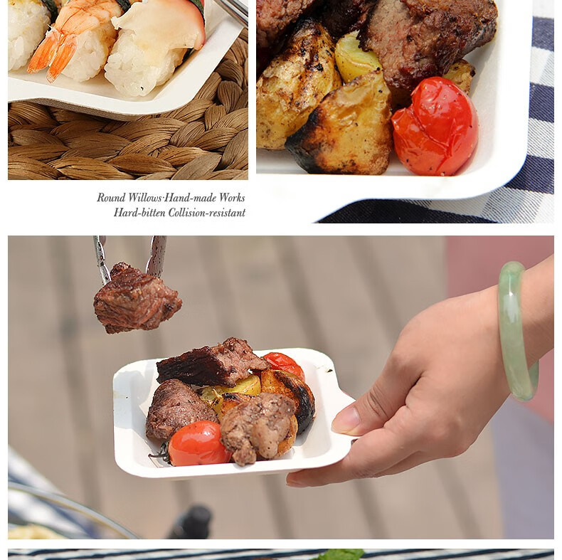 E-Rover Disposable Barbecue Paper Plates, Biodegradable Cake Paper Plates, Thickened Outdoor Barbecue Bowls, Set of 24 9