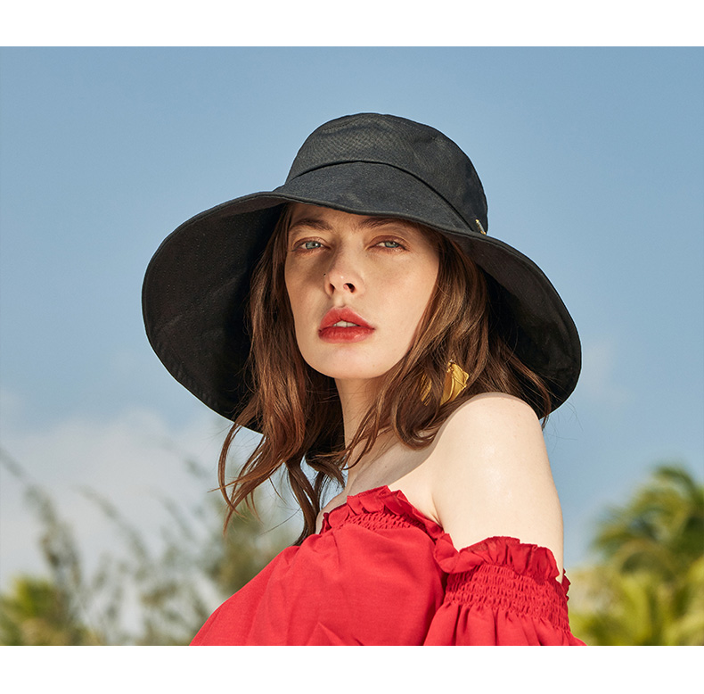 CACUSS Large Brim Sun Protection Hat for Women Summer UV Protection Sunshade Bucket Hat Outdoor Beach Sun Hat Beige Medium 1