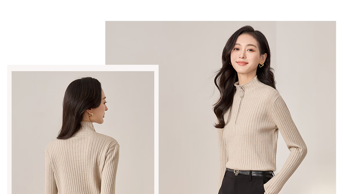 Chushen Women's V-Neck Knitted Sweater, Slimming Versatile Embellished Coat Top S61Z142 26