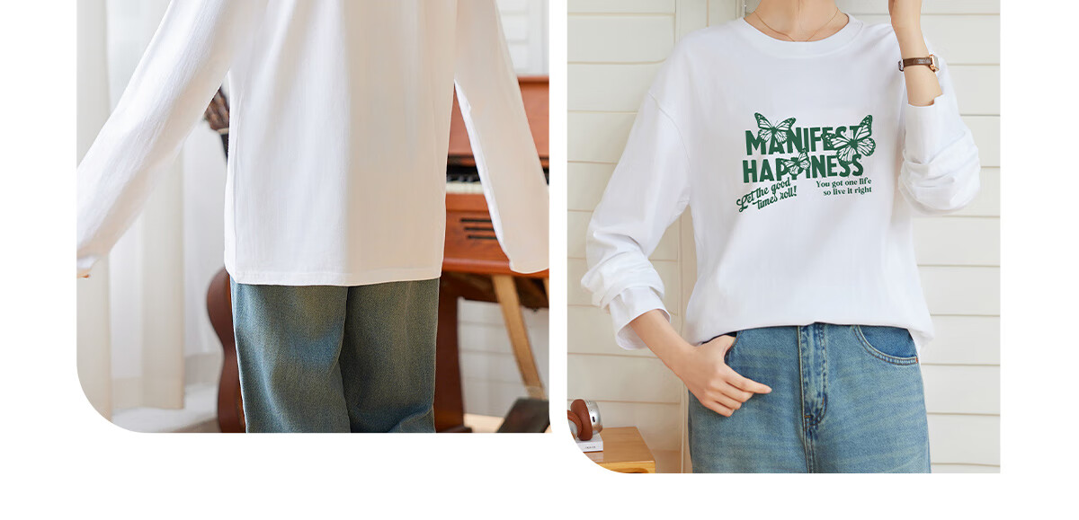 Halo Queen Women's Short-Sleeve T-Shirt, Summer Undershirt, Inner Layer Top, Trendy Letter Print, Loose-Fitting T-Shirt, H143T1418 6