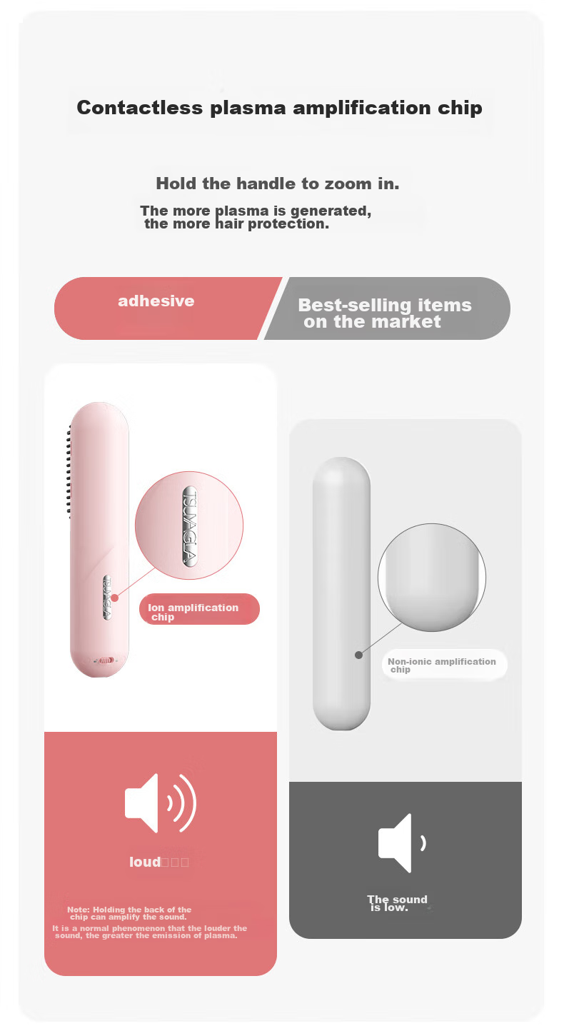 TSUYAGLA Sixth Generation Detachable Wireless Straight Hair Brush with 6 Billion Plasma Hair Protection, Non-Damaging Negative Ion Moisturizing, Efficient And Long-Lasting Styling, Girlfriend Birthday Gift T606 Pink 7