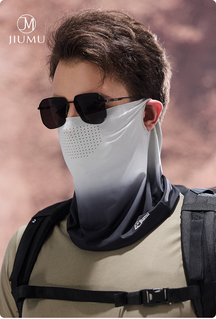 JIUMU Ice Silk Sun Protection Face Mask for Men, Cycling Summer UV-Resistant Sunshade Neck Guard Full Face Breathable Sun Protection Mask 1