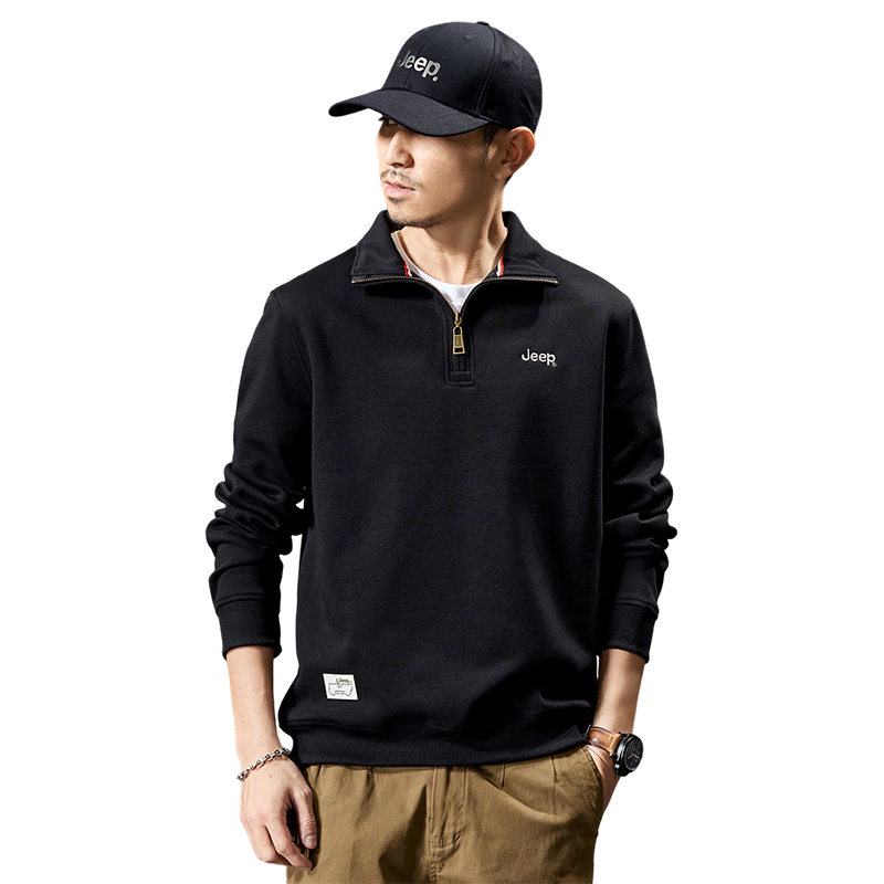 JEEP Spring And Autumn 2026 New Men's Sweatshirt with Lapel Collar, Versatile Casual Jacket, Loose-Fitting Sports Polo Collar Top for Men's Wear