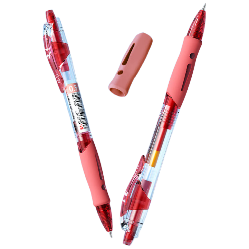 M&G Stationery [Teacher's Day Gift] GP1008 Retractable Gel Pen, Student 0.5mm Red Pen, Signing Pen, Business ST Pen, High-Quality Office Supplies, Red, 3 Pens/Box
