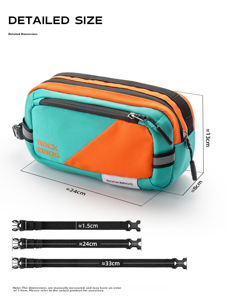 ROCKBROS Bicycle Front Bag for Mountain And Road Bikes, Handlebar Storage Pouch with Reflective Strips, Commuter Cycling Gear, Blue And Orange Color 12