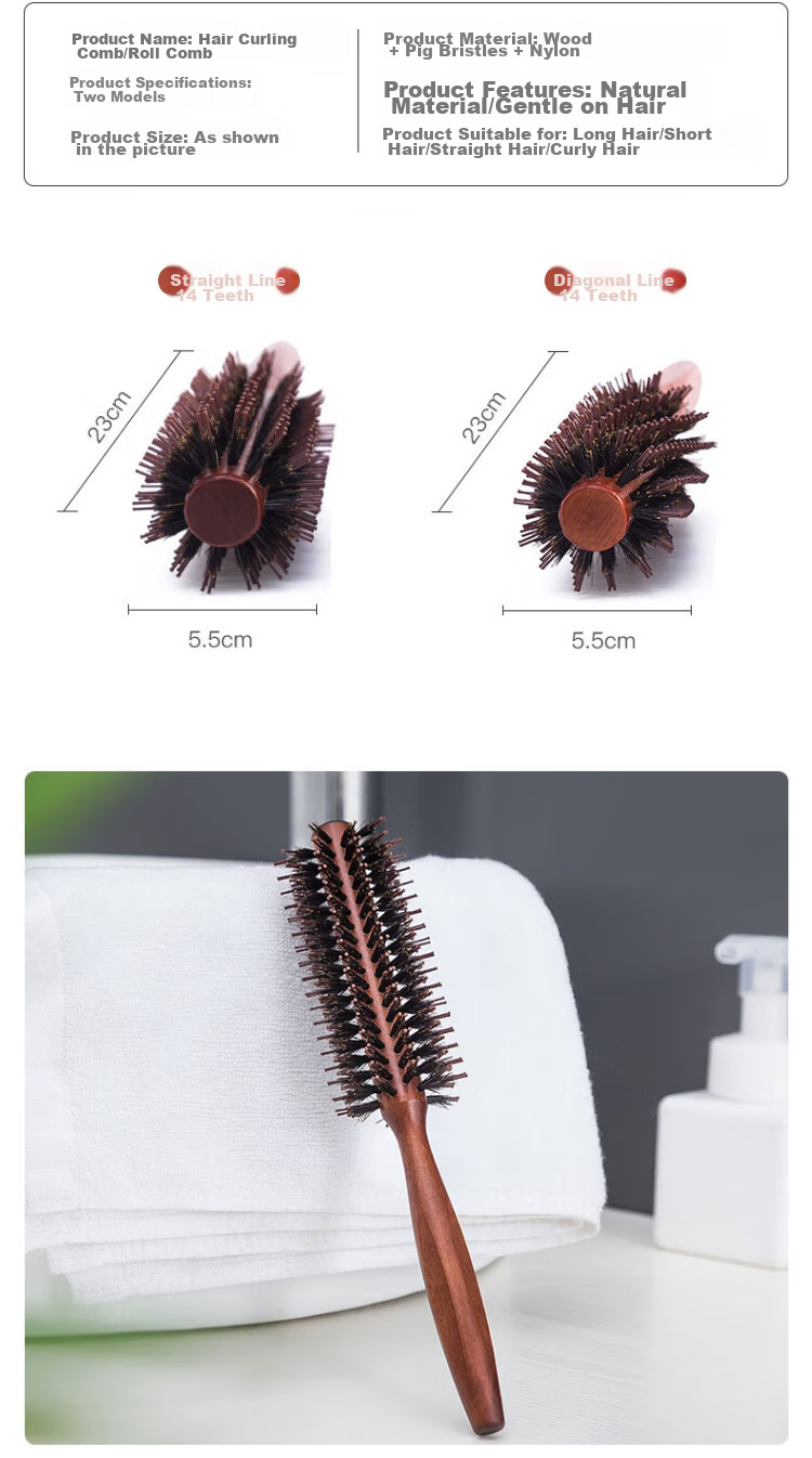 Cigeman Curling Iron, Pig Bristle Brush, Volumizing Styling Tool, Suitable for Men And Women, Hair Beauty Inner-Clipping Curler 11