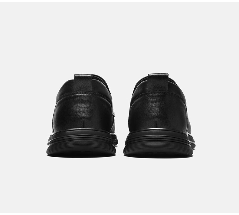 HLA Men's Leather Shoes, Fashionable Casual Cowhide Slip-On Soft-Soled Shoes HAAPXM1EAG057, Black, Size 41 24