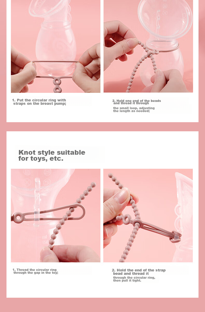 Haakaa Silicone Teether Chain, Baby Bottle Teether Toy Strap, Anti-Lost Cord, Small Star Short Style (Pink) 12