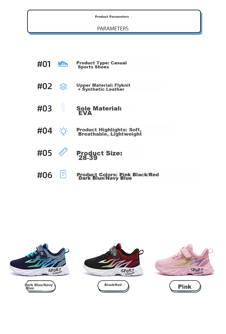 HOBIBEAR Children's Shoes, Spring And Autumn Kids' Sneakers, Boys' Shoes for Older Children, Breathable Boys' Sports Shoes GS7553, Dark Blue, Size 29 2