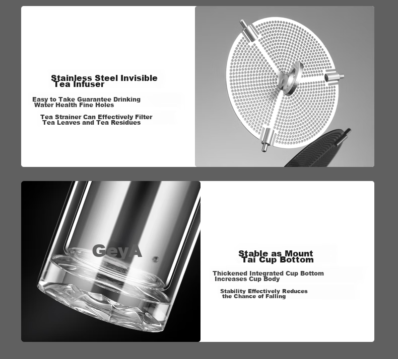 GEYA Double-Layer Glass Cup for Men, High-End Business Glass Tea Cup, Water Glass, Tea Infuser Cup, Gift Customizatio 14