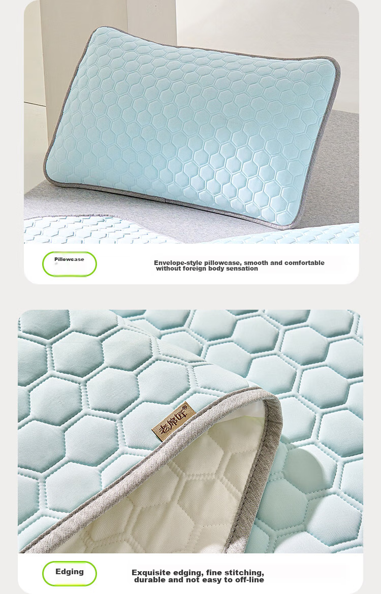 Laoxijiang Class A Latex Mat Cooling Mat Double Size Three-Piece Set Light Blue 180*200 [Machine Washable] 14