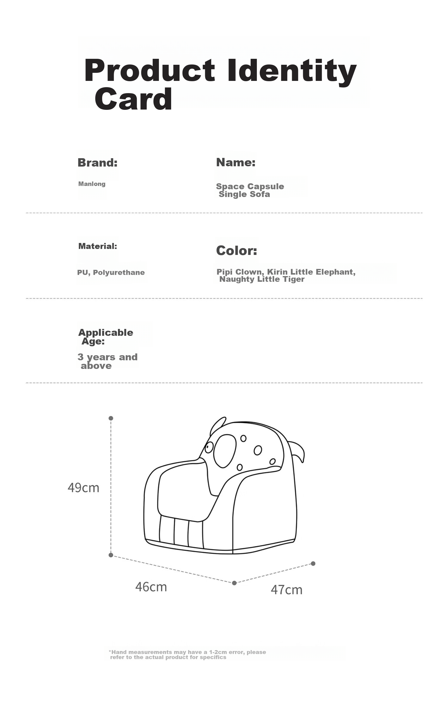 Manlong Children's Sofa, Cute Cartoon Design for Girls And Boys, Small Sofa Stool, Space Capsule Seat - Pippi The Clow 24