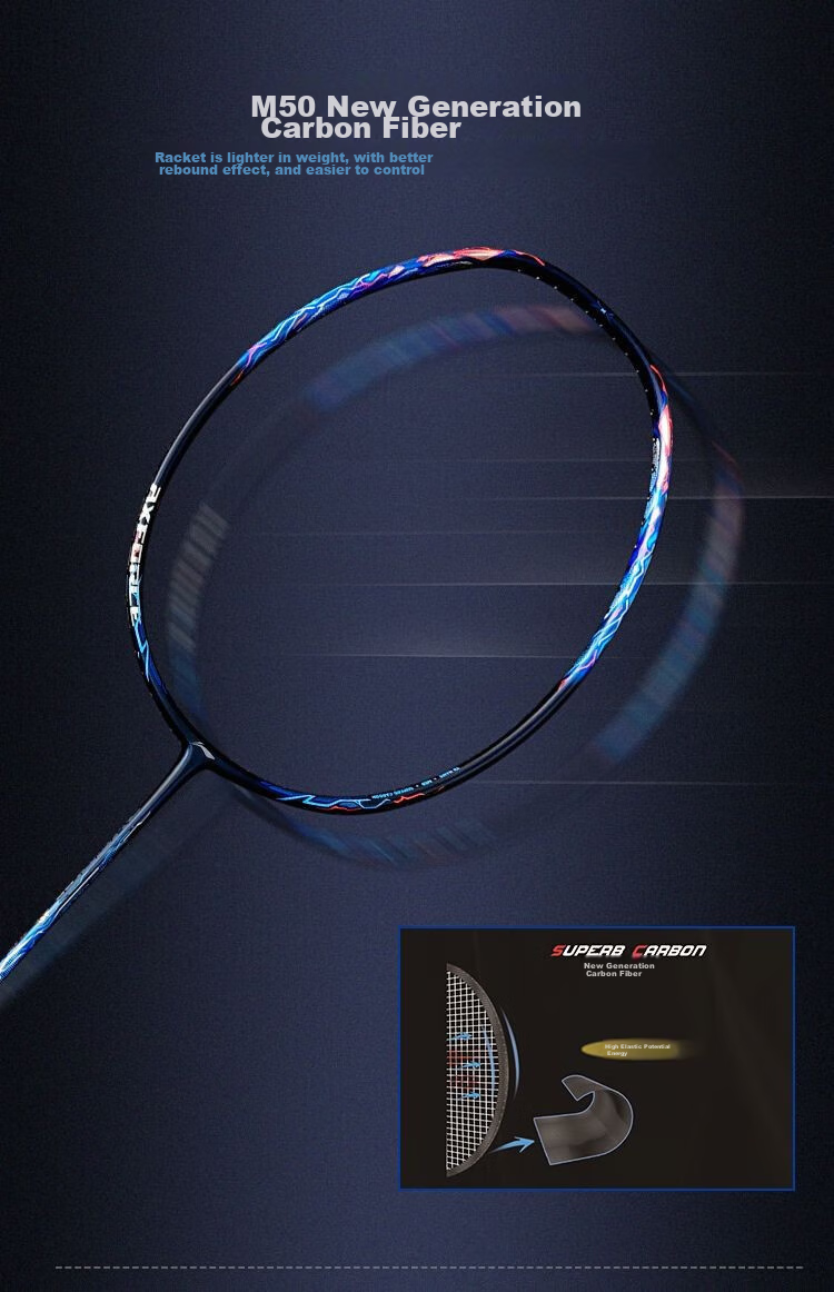 Li-Ning Badminton Racket, Leiting 90 Full Carbon Single Racket, Professional Competition-Level Racket, Tiger Version Max Unstrung 4U 6