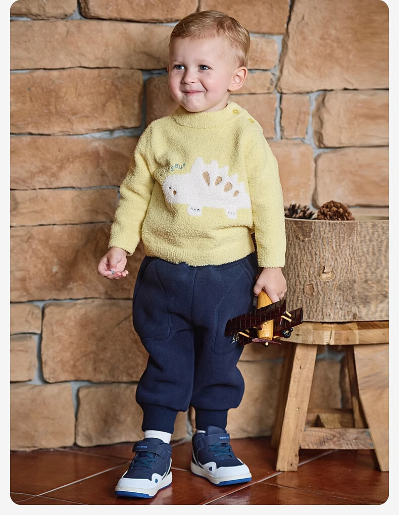 DAVE & BELLA Girls' Half Turtleneck Sweater Boys' Half Velvet Knit Pullover Autumn Winter Kids' Pullover Shirt 2