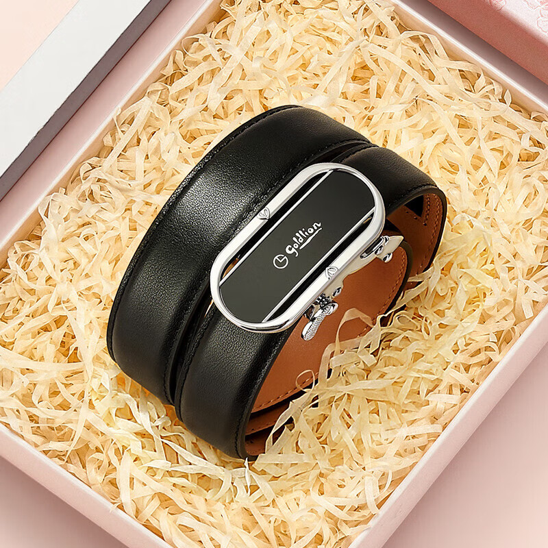 Goldlion Women's Leather Belt with Automatic Buckle, Fashion Gift Box, Birthday Present