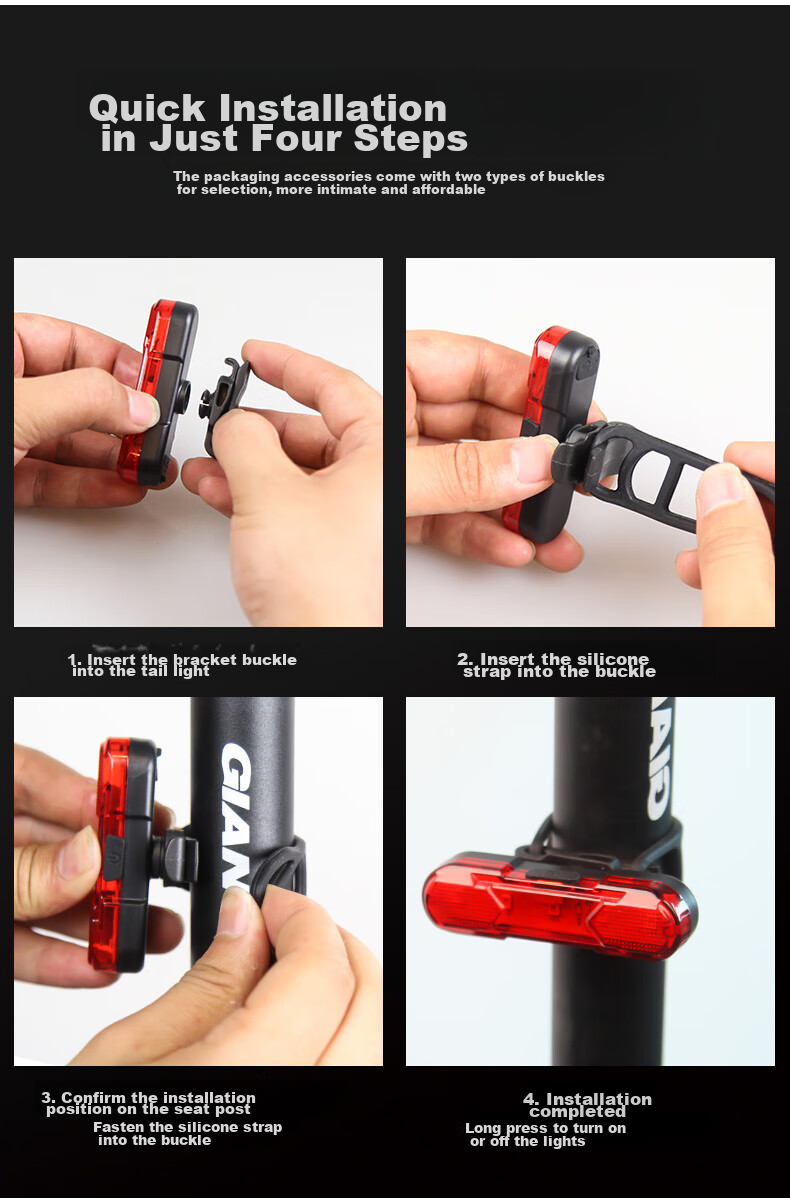 Bicycle Light, Cycling Equipment, Front And Rear Lights, Mountain Bike Night Riding Safety Warning Light, Waterproof USB Rechargeable High-Beam Flashlight, Road Bike Front And Rear Lights 9