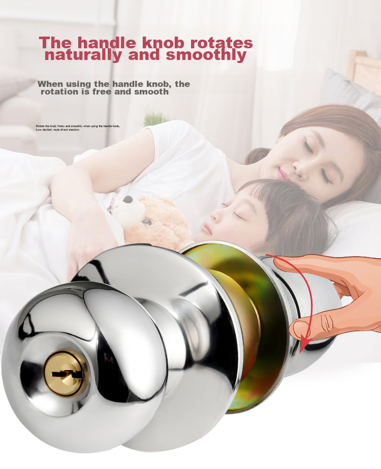 BLOSSOM Spherical Lock Stainless Steel Ball Lock Interior Door Lock Wooden Door Lock Bathroom Door Lock 5791 Silver 6