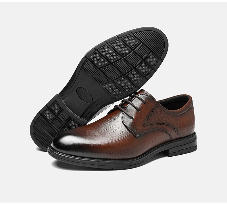 HLA Men's Leather Shoes, Business Formal Wear, Comfortable Wedding Groom Derby Shoes HAAPXM2FBA242, Black, Size 40 27