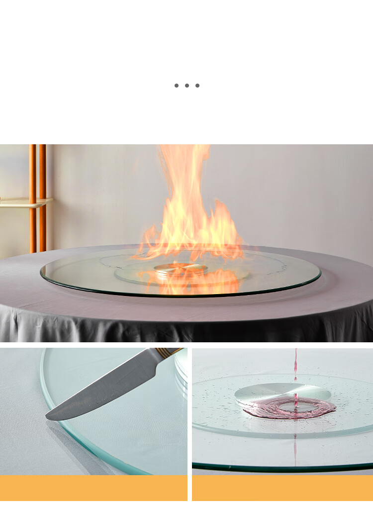 L&S Dining Table Lazy Susan, Tempered Glass Round Table Turntable, Home Dining Table Glass Rotating Plate, Hotel Lazy Susan ZP03, Diameter 88cm 12