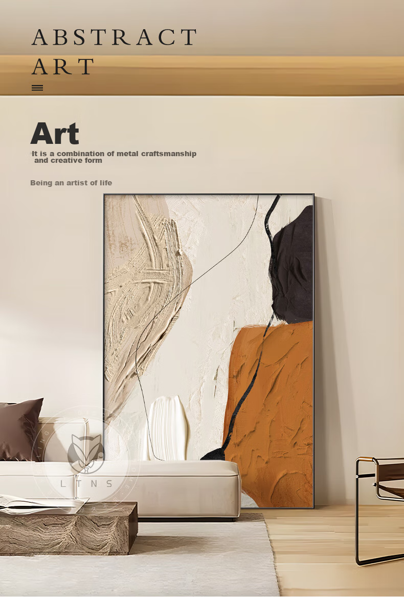 Haojiubujian Modern Minimalist Abstract Living Room Decorative Painting, Luxurious High-End Sofa Background Wall Hanging Art Floor-Standing Painting 1