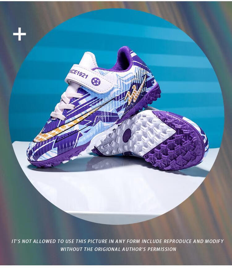 Shuangxing Children's Soccer Shoes, Youth Non-Slip Wear-Resistant Training Shoes for Boys And Girls, TF Turf Cleats, Lightweight All-Season Style for Artificial Turf 19
