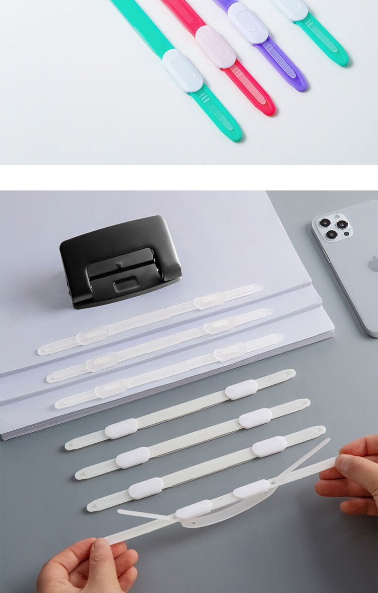 Youbili Colored Binding Clips, Reusable Atomic Clips, 80mm Two-Hole Binding Clips, Can Hold Approximately 300 Sheets of A4 Paper, Transparent Style, 12 Pieces/pack, 4955 8
