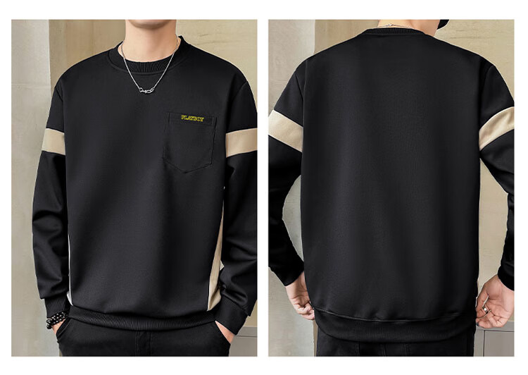 PLAYBOY Sweatshirt for Men, Round Neck, Autumn Korean Style Trendy Loose Casual Clothing for Me 14