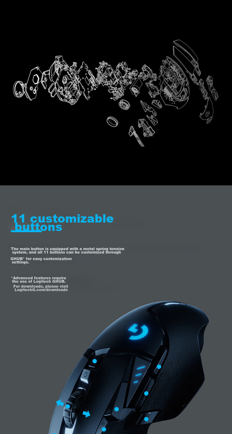 G G502 Wireless Gaming Mouse, Dual-Mode Wireless And Wired Mouse, Ergonomic Design with Customizable Weight Distribution, RGB Backlight, Wireless Charging, FPS Black Myth: Wukong 8