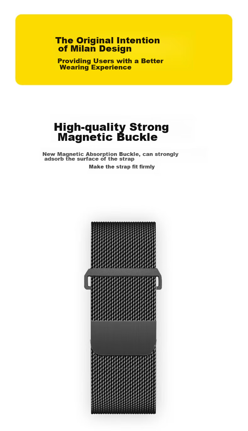 KOVL Compatible with OPPO Watch 4 Pro/OPPO Watch X2/X Watch Strap, Steel Milanese Magnetic Buckle, Strong Magnetic Clasp, Breathable Stainless Steel Wristband 3