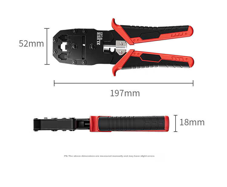 ZLEUE Network Cable Crimper, Wire Stripper And Cutter for Network And Telephone Cables, 4P6P/8P RJ45 Connectors, Multi-Functional Spring Tool for Professional Category 6 Cable Crimping And Termination, W103 24