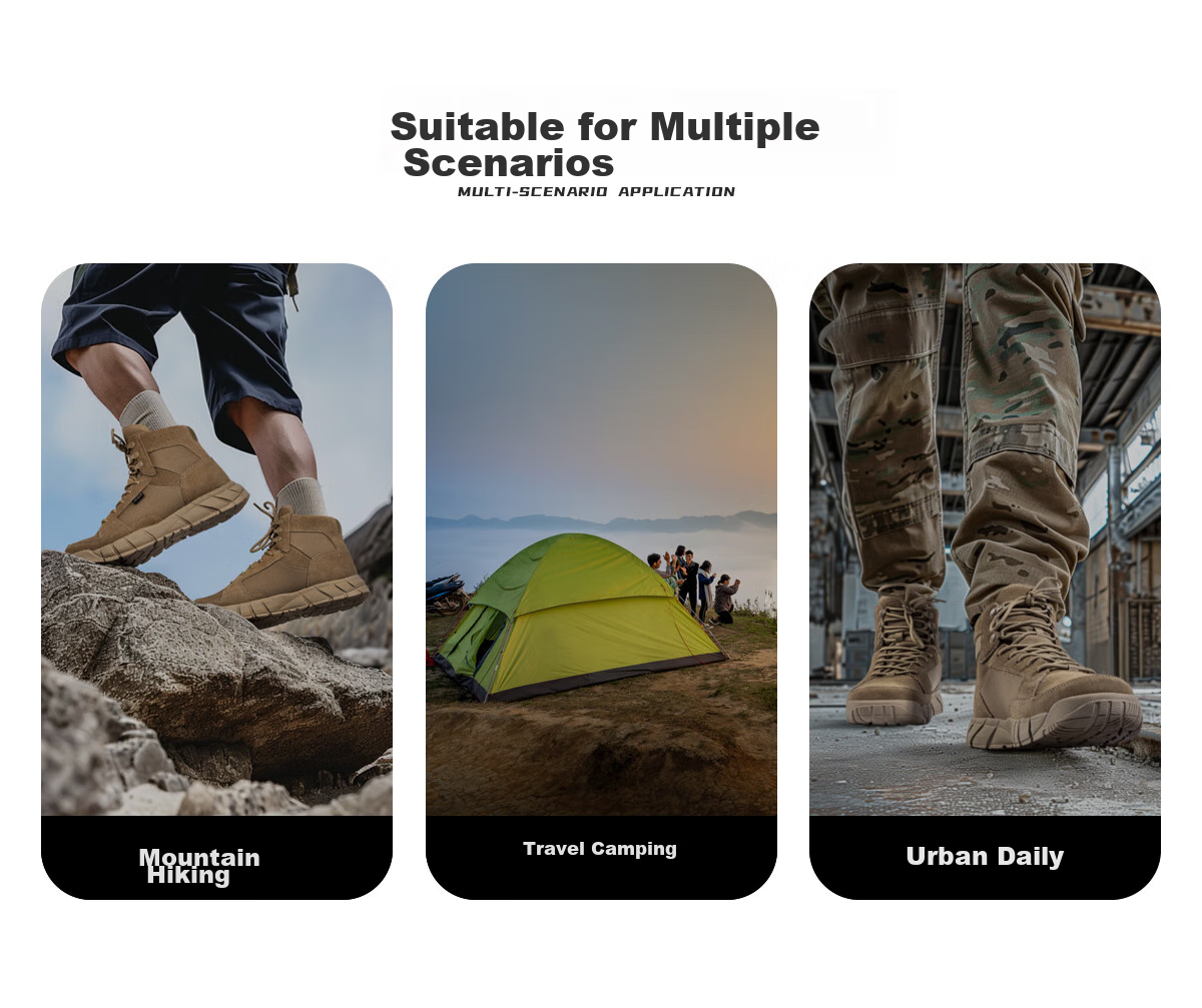 Free Soldier Mid-Top Hiking Boots for Men And Women, Outdoor Wear-Resistant Non-Slip Trekking Climbing Sandproof Breathable Desert Boots, Sand Color, Size 40 3