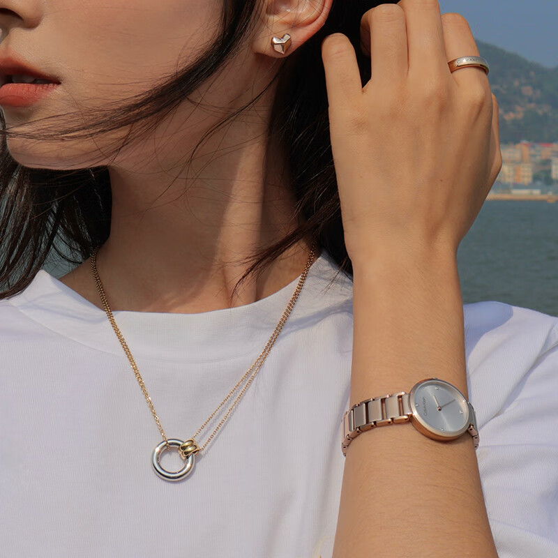 Calvin Klein CK Women's Watch, Eternal Series, Small Sparkling Diamond Quartz Gold Watch 25200140, Gift for Girlfriend on Holidays 2