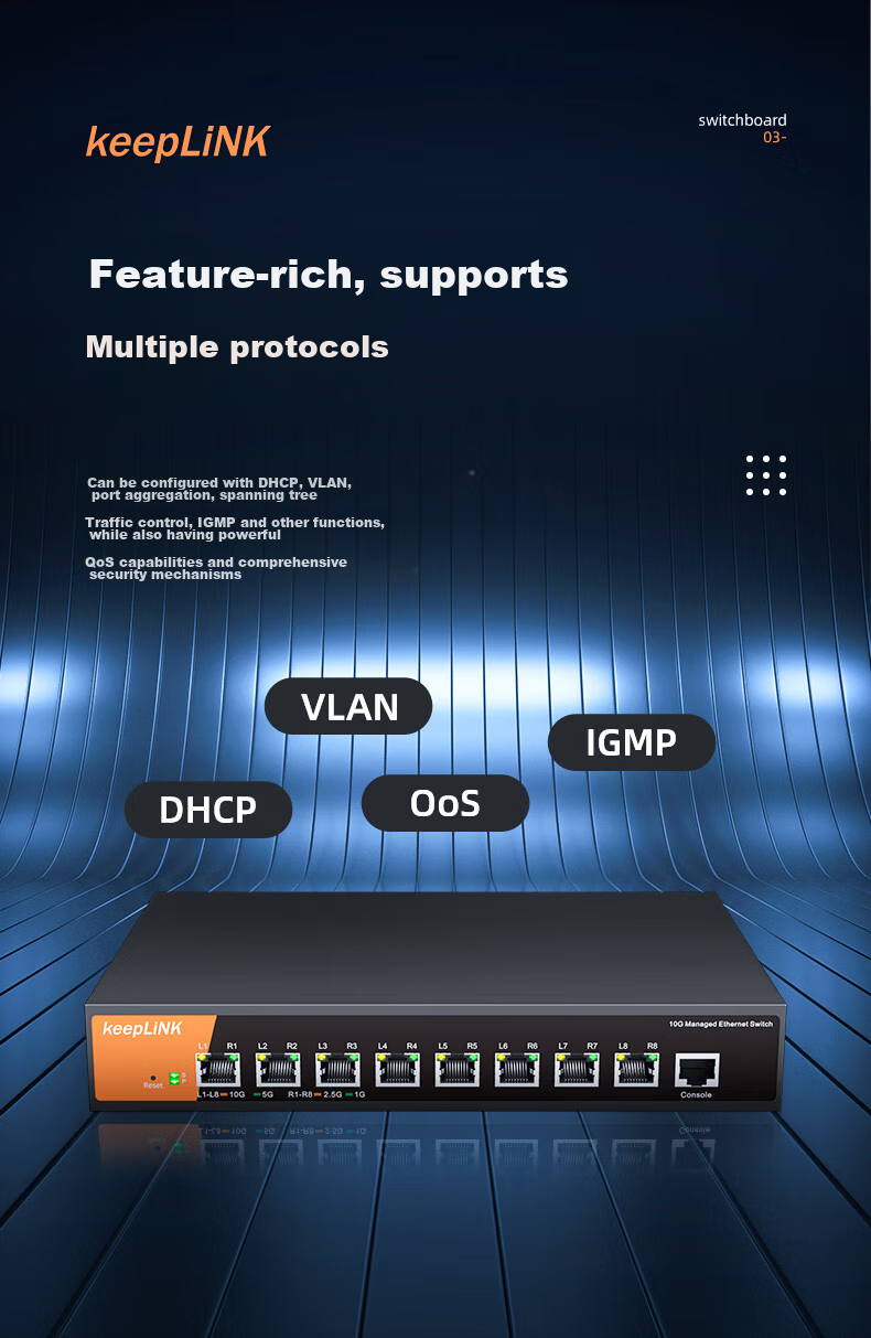 KeepLINK KP-9000 Gigabit Switch, Layer 3 Managed, Supports IPV4 Dynamic Routing, Network Traffic Splitter/distributor, Per Unit 3