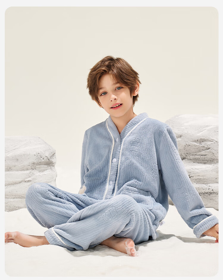 YEEHOO Kids Autumn Winter Fleece Thickened Anti-Static Pajamas Homewear for Older Children Teen Boys and Girls 16