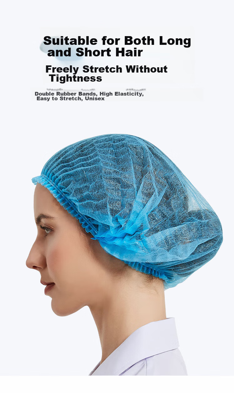 Gongzhe Disposable Hood, Thickened Non-Woven Dust-Free Hood, Strip Isolation Hood for Kitchen, GZ-T Blue, Pack of 100 5