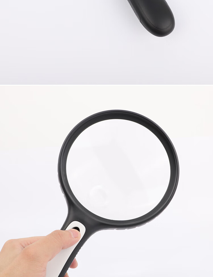 JAJALIN Ultra-Clear High-Magnification Handheld Magnifying Glass for Elderly And Children's Reading, Main Lens 3x Secondary Lens 6x Large Magnifying Surface with LED Light 14