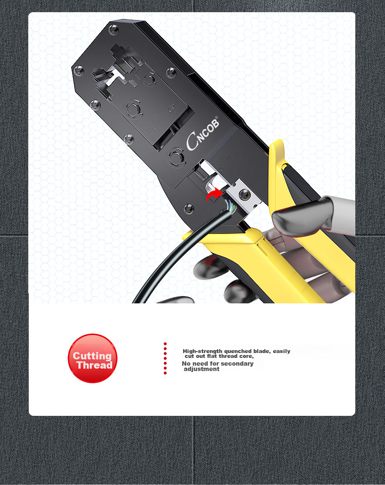CNCOB Cat6 Ethernet Cable Crimper Set, Labor-Saving Ratchet Spring Design, Dual-Use Stripping And Cutting Pliers, Network Telephone RJ45 Connector Crimping Tool CN-A 8