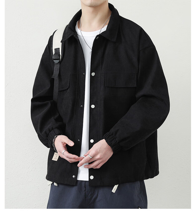 Dingfengbaoluo Men's Jacket, Summer Casual Versatile Lapel Loose Trendy Workwear Retro Coat, 2303 Khaki Color M 15
